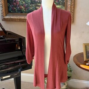 BOBEAU Women's Rust Open Front Cardigan Sweater 3/4 Sleeve Small EUC